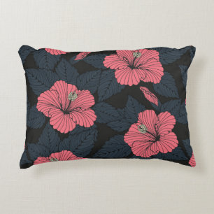 Hibiscus bloemen: donker naadloos behang. accent kussen
