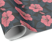 Hibiscus bloemen: donker naadloos behang. cadeaupapier (Rol Hoek)