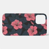 Hibiscus bloemen: donker naadloos behang. Case-Mate iPhone case (Achterkant (horizontaal))