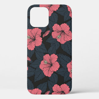 Hibiscus bloemen: donker naadloos behang. Case-Mate iPhone case