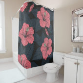 Hibiscus bloemen: donker naadloos behang. douchegordijn (In situ)