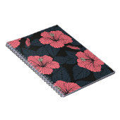 Hibiscus bloemen: donker naadloos behang. notitieboek (Rechterzijde)