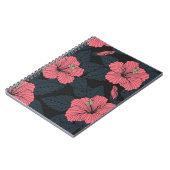 Hibiscus bloemen: donker naadloos behang. notitieboek (Linkerzijde)