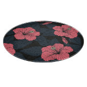 Hibiscus bloemen: donker naadloos behang. snijplank (Hoek)