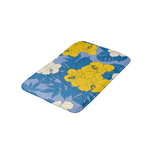 Hibiscus bloemen en bladeren ر badmat (Gekanteld)