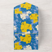 Hibiscus bloemen en bladeren all in one uitnodiging (Buitenkant)