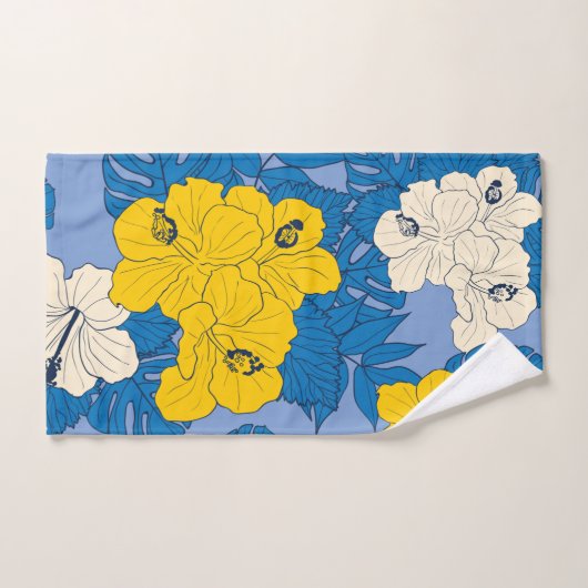 Hibiscus bloemen en bladeren bad handdoek (Handdoek)