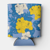 Hibiscus bloemen en bladeren blikjeskoeler (Voorkant)