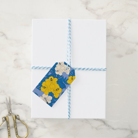 Hibiscus bloemen en bladeren cadeaulabel (Met Touw)
