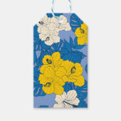 Hibiscus bloemen en bladeren cadeaulabel (Voorkant)