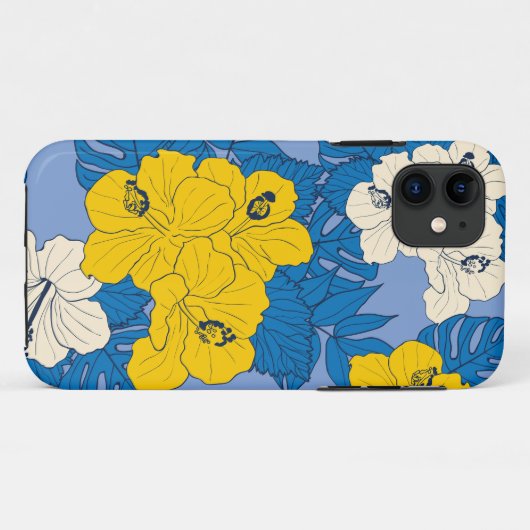 Hibiscus bloemen en bladeren Case-Mate iPhone case (Achterkant (horizontaal))