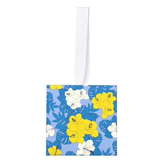 Hibiscus bloemen en bladeren decoratie (Voorkant)