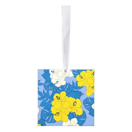 Hibiscus bloemen en bladeren decoratie (Rechts)