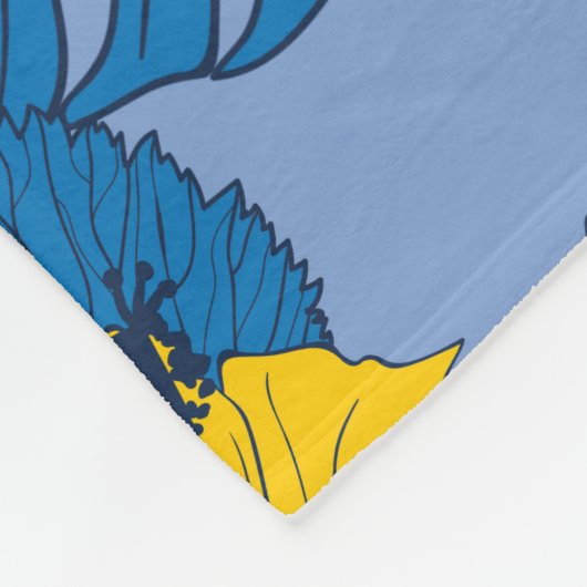 Hibiscus bloemen en bladeren fleece deken (Hoek)