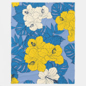Hibiscus bloemen en bladeren fleece deken (Voorkant)