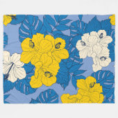 Hibiscus bloemen en bladeren fleece deken (Voorkant (Horizontaal))