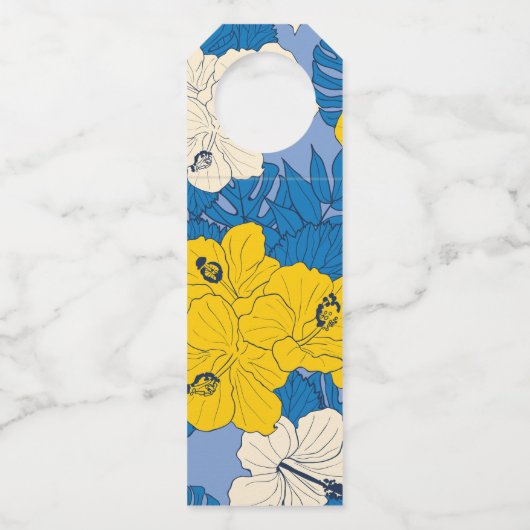 Hibiscus bloemen en bladeren flessenhanger (Voorkant)