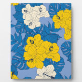 Hibiscus bloemen en bladeren fotoplaat (Voorkant)