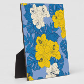 Hibiscus bloemen en bladeren fotoplaat (Zijkant)