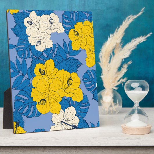 Hibiscus bloemen en bladeren fotoplaat (Zijkant)