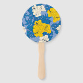 Hibiscus bloemen en bladeren handwaaier (Achterkant)