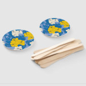 Hibiscus bloemen en bladeren handwaaier (Niet-gemonteerd)