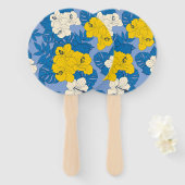 Hibiscus bloemen en bladeren handwaaier (Voorkant en achterkant)