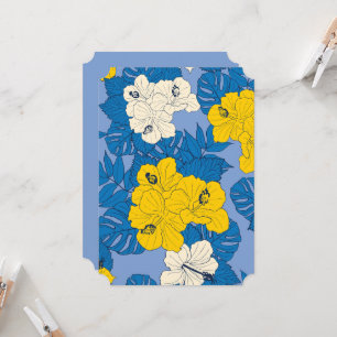 Hibiscus bloemen en bladeren kaart