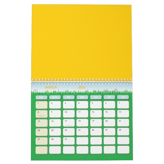 Hibiscus bloemen en bladeren kalender (Mar 2026)