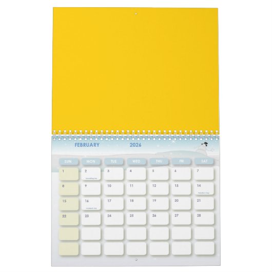 Hibiscus bloemen en bladeren kalender (Feb 2026)