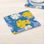 Hibiscus bloemen en bladeren kartonnen onderzetters (Schuin)