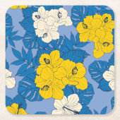 Hibiscus bloemen en bladeren kartonnen onderzetters (Voorkant)
