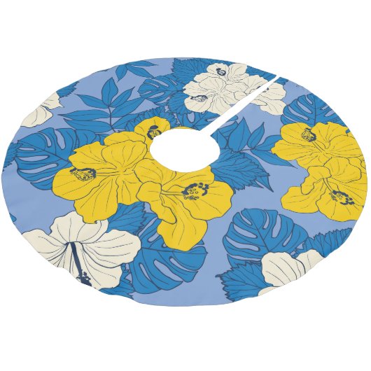 Hibiscus bloemen en bladeren kerstboom rok (Gekanteld)