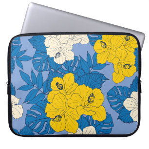 Hibiscus bloemen en bladeren laptop sleeve