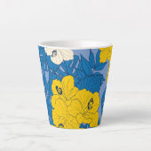 Hibiscus bloemen en bladeren latte mok (Voorkant)
