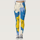 Hibiscus bloemen en bladeren leggings (Voorkant)