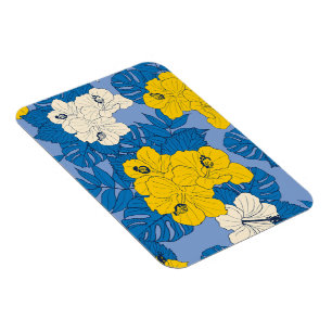 Hibiscus bloemen en bladeren magneet