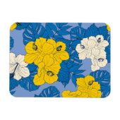 Hibiscus bloemen en bladeren magneet (Horizontaal)