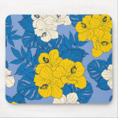 Hibiscus bloemen en bladeren muismat (Voorkant)