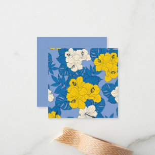 Hibiscus bloemen en bladeren notitiekaartje