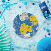 Hibiscus bloemen en bladeren papieren bordje (Feest)