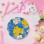 Hibiscus bloemen en bladeren papieren bordje (Feest)