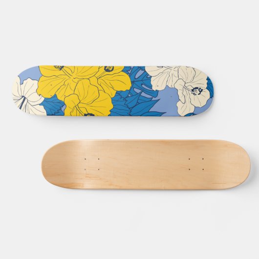 Hibiscus bloemen en bladeren persoonlijk skateboard (Horizontaal)