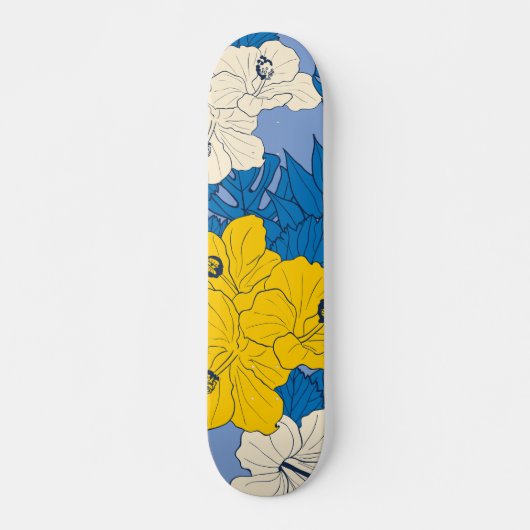 Hibiscus bloemen en bladeren persoonlijk skateboard (Voorkant)
