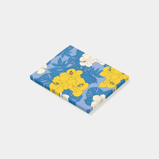 Hibiscus bloemen en bladeren post-it® notes (Schuin)