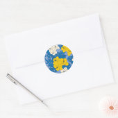 Hibiscus bloemen en bladeren ronde sticker (Envelop)