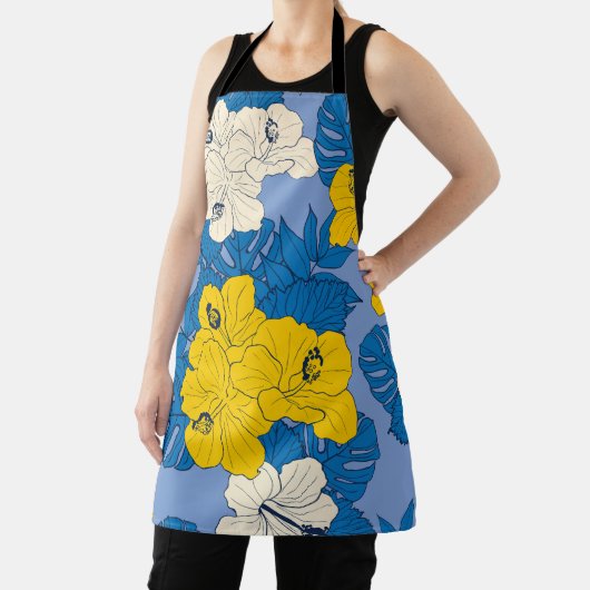 Hibiscus bloemen en bladeren schort (Insitu)