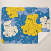 Hibiscus bloemen en bladeren sherpa deken (Voorkant (horizontaal))