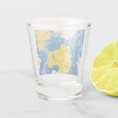 Hibiscus bloemen en bladeren shot glas (Achterkant)