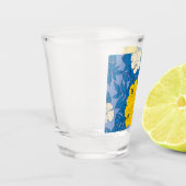 Hibiscus bloemen en bladeren shot glas (Links)